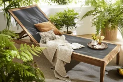 Miliboo Sonnenliegen dunkelgrau und Massivholz (2er-Set) NAVEEN* Gartenliegen