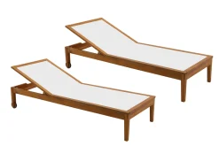 Miliboo Sonnenliegen weiß und Massivholz (2er-Set) NAVEEN* Gartenliegen