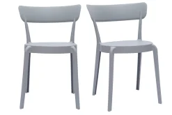 Miliboo Stapelbare Stühle grauer Kunststoff für Innen- und Außenbereich (2er- Set) RIOS* Gartenstühle
