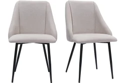 Miliboo Stühle aus beigem Stoff mit strukturiertem Samteffekt und schwarze Metallfüße (2er-Set) HIGGINS* Design-stühle