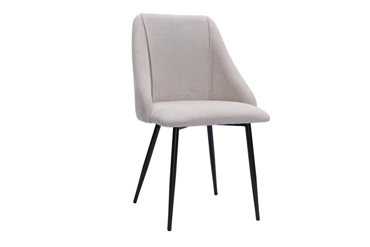 Miliboo Stühle aus beigem Stoff mit strukturiertem Samteffekt und schwarze Metallfüße (2er-Set) HIGGINS* Design-stühle