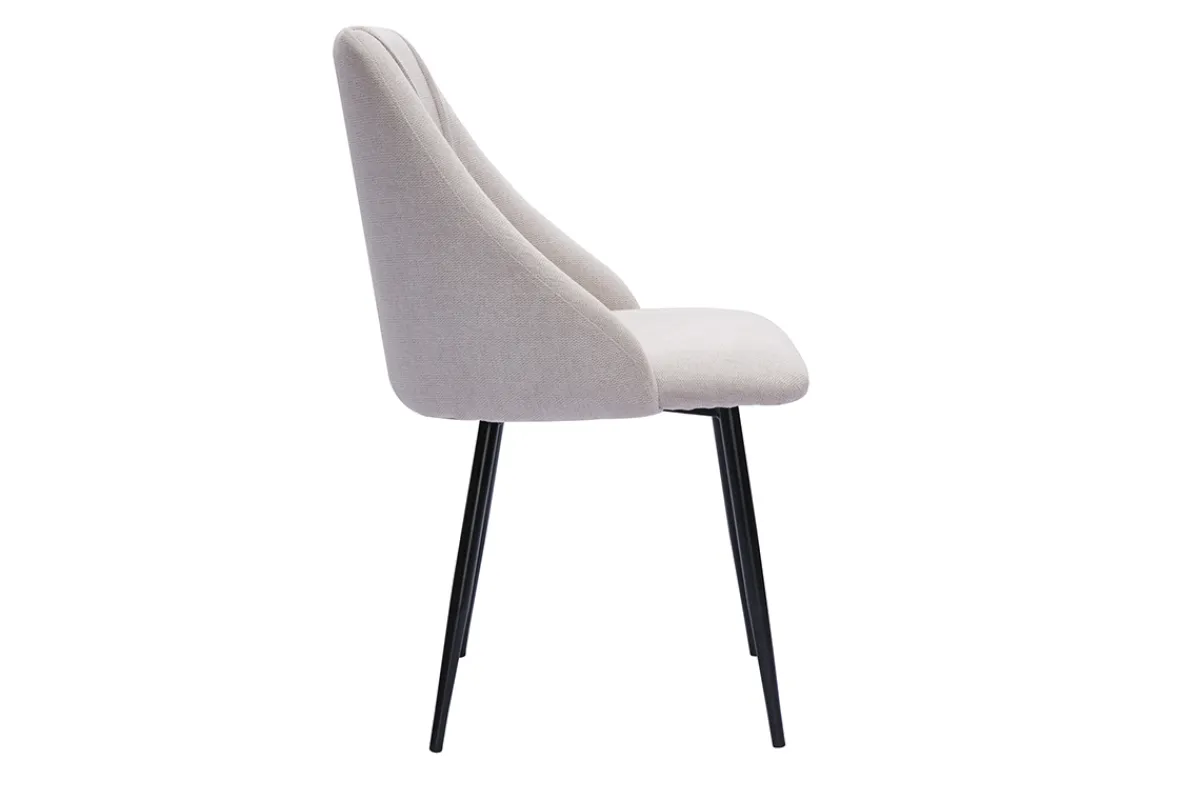 Miliboo Stühle aus beigem Stoff mit strukturiertem Samteffekt und schwarze Metallfüße (2er-Set) HIGGINS* Design-stühle