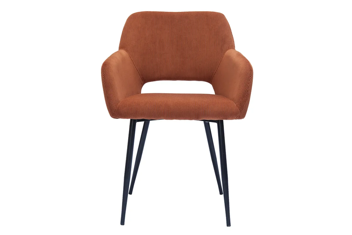 Miliboo Stühle aus Cordstoff in Terracotta und schwarzem Metall (2er-Set) LAURETTE* Design-stühle