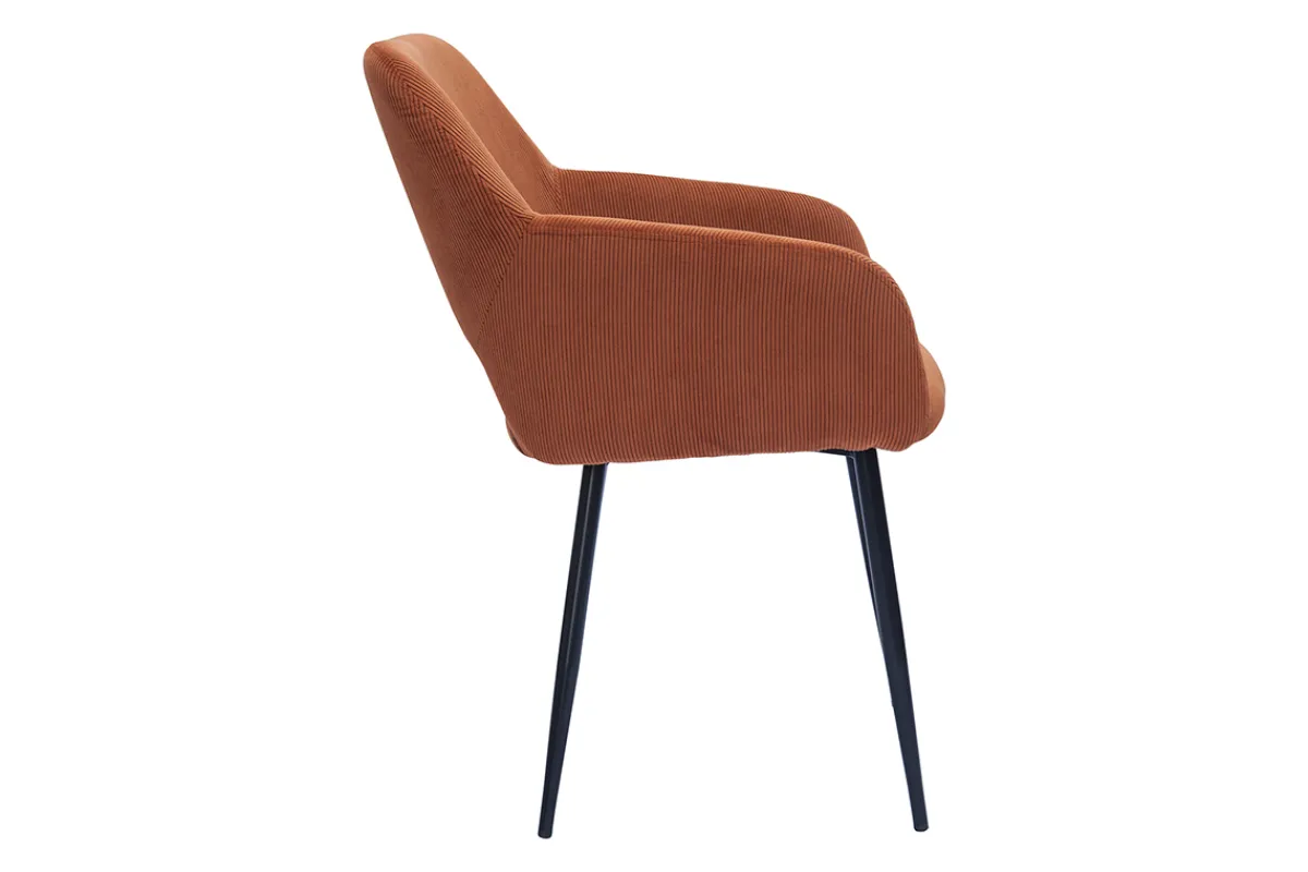 Miliboo Stühle aus Cordstoff in Terracotta und schwarzem Metall (2er-Set) LAURETTE* Design-stühle