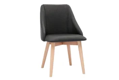 Miliboo Stühle aus dunkelgrauem Stoff mit Samteffekt und massivem Buchenholz (2er-Set) HIGGINS* Design-stühle