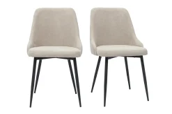 Miliboo Stühle aus naturfarbenem Stoff mit Samteffekt und schwarzem Metall (2er-Set) CULT* Design-stühle