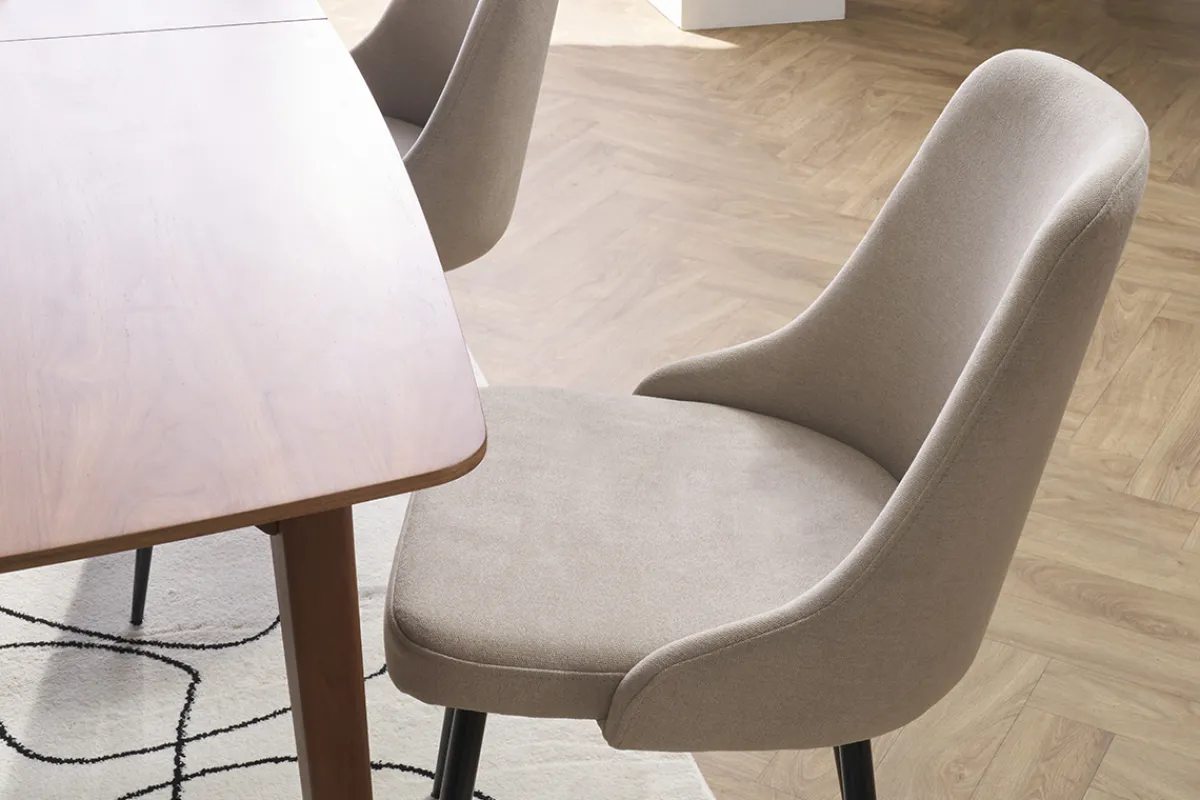 Miliboo Stühle aus naturfarbenem Stoff mit Samteffekt und schwarzem Metall (2er-Set) CULT* Design-stühle