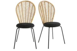 Miliboo Stühle aus Rattan, Stoff und schwarzem Metall (2er-Set) PEACOCK* Design-stühle