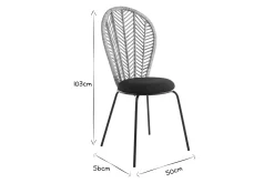 Miliboo Stühle aus Rattan, Stoff und schwarzem Metall (2er-Set) PEACOCK* Design-stühle