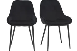 Miliboo Stühle aus schwarzem Samt schwarzes Metallgestell 2er-Set HOLO* Design-stühle