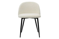 Miliboo Stühle aus Stoff mit Bouclé-Wolleffekt in Ecru und schwarzem Metall (2er-Set) CELESTE* Design-stühle