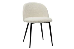 Miliboo Stühle aus Stoff mit Bouclé-Wolleffekt in Ecru und schwarzem Metall (2er-Set) CELESTE* Design-stühle