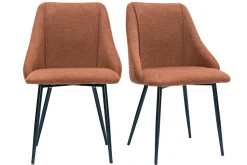 Miliboo Stühle aus Stoff mit strukturiertem Samteffekt in Rostbraun und schwarze Metallfüße (2er-Set) HIGGINS* Design-stühle
