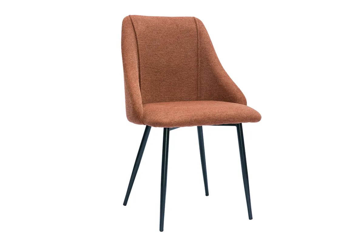 Miliboo Stühle aus Stoff mit strukturiertem Samteffekt in Rostbraun und schwarze Metallfüße (2er-Set) HIGGINS* Design-stühle