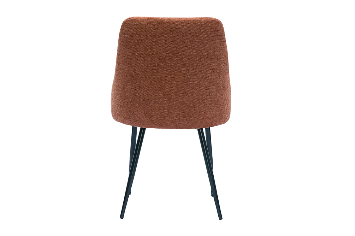 Miliboo Stühle aus Stoff mit strukturiertem Samteffekt in Rostbraun und schwarze Metallfüße (2er-Set) HIGGINS* Design-stühle