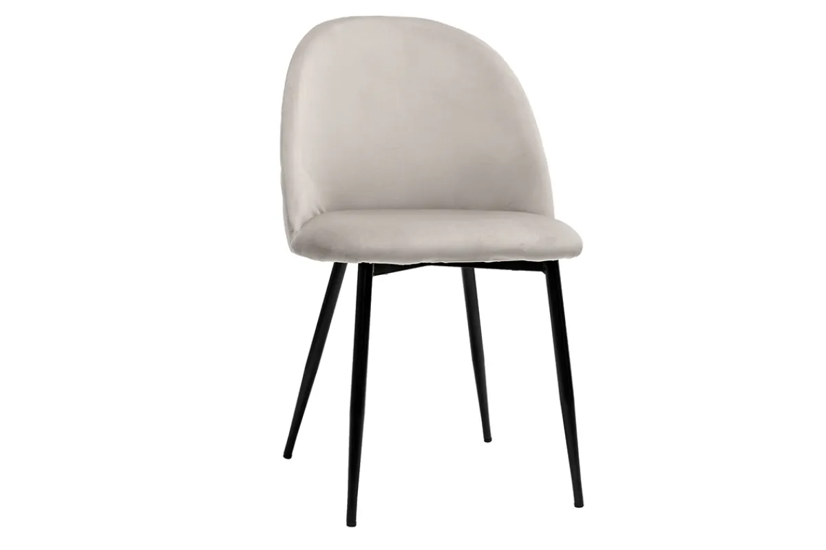 Miliboo Stühle aus taupefarbenem Samt und schwarzem Metall (2er-Set) JOVI* Design-stühle