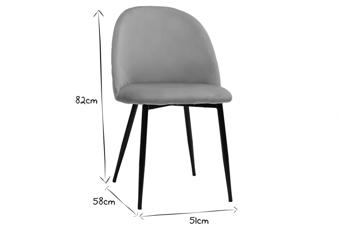 Miliboo Stühle aus taupefarbenem Samt und schwarzem Metall (2er-Set) JOVI* Design-stühle