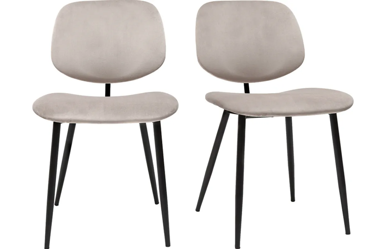 Miliboo Stühle aus taupefarbenem Samt und schwarz lackiertem Metall (2er-Set) TOBIAS* Design-stühle