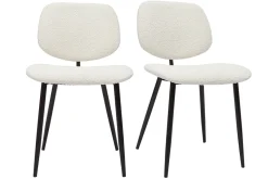 Miliboo Stühle aus weißem Stoff mit Bouclé-Wolleffekt und schwarzem Metall (2er-Set) TOBIAS* Design-stühle