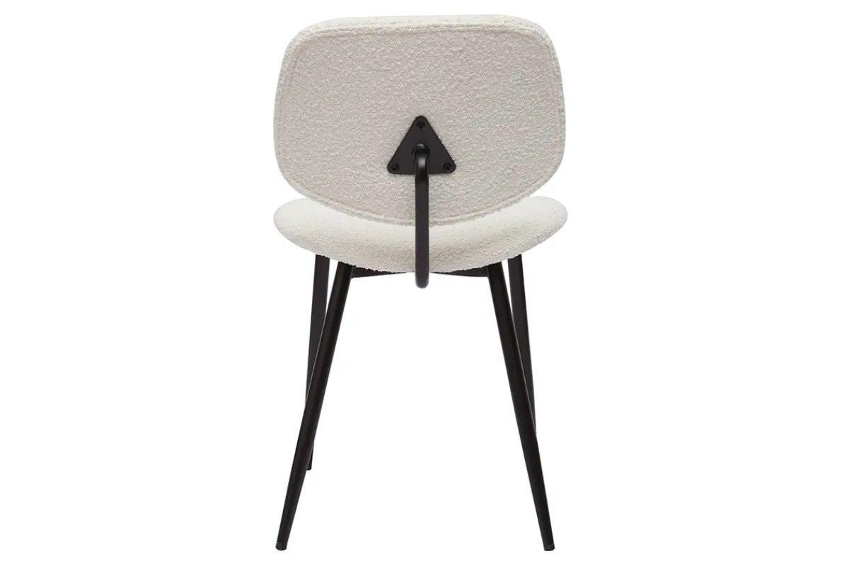 Miliboo Stühle aus weißem Stoff mit Bouclé-Wolleffekt und schwarzem Metall (2er-Set) TOBIAS* Design-stühle