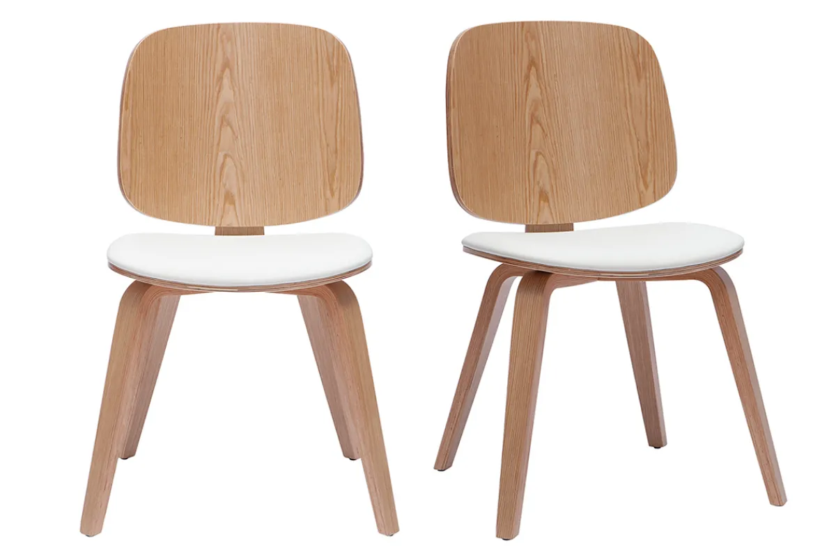 Miliboo Stühle helles Holz und weiß (2er-Set) BECK* Design-stühle|Holzstühle
