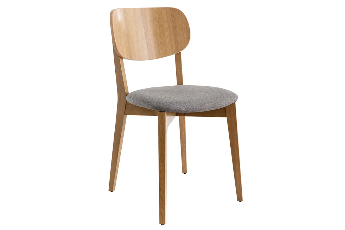 Miliboo Stühle im Eichen-Vintage und Sitzfläche aus hellgrauem Stoff (2er-Set) LUCIA* Design-stühle|Holzstühle