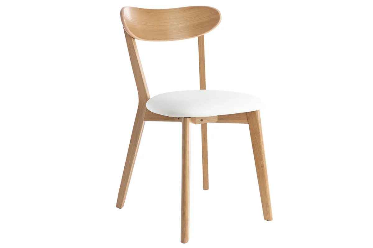 Miliboo Stühle im Eichen-Vintage und weiße Sitzfläche (2er-Set) DOVE* Design-stühle|Holzstühle