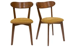Miliboo Stühle im Eichen-Vintage und senfgelbe Sitzfläche mit Samteffekt (2er-Set) DOVE* Design-stühle|Holzstühle