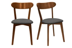 Miliboo Stühle im Eichen-Vintage und anthrazitgraue Sitzfläche (2er-Set) DOVE* Design-stühle|Holzstühle