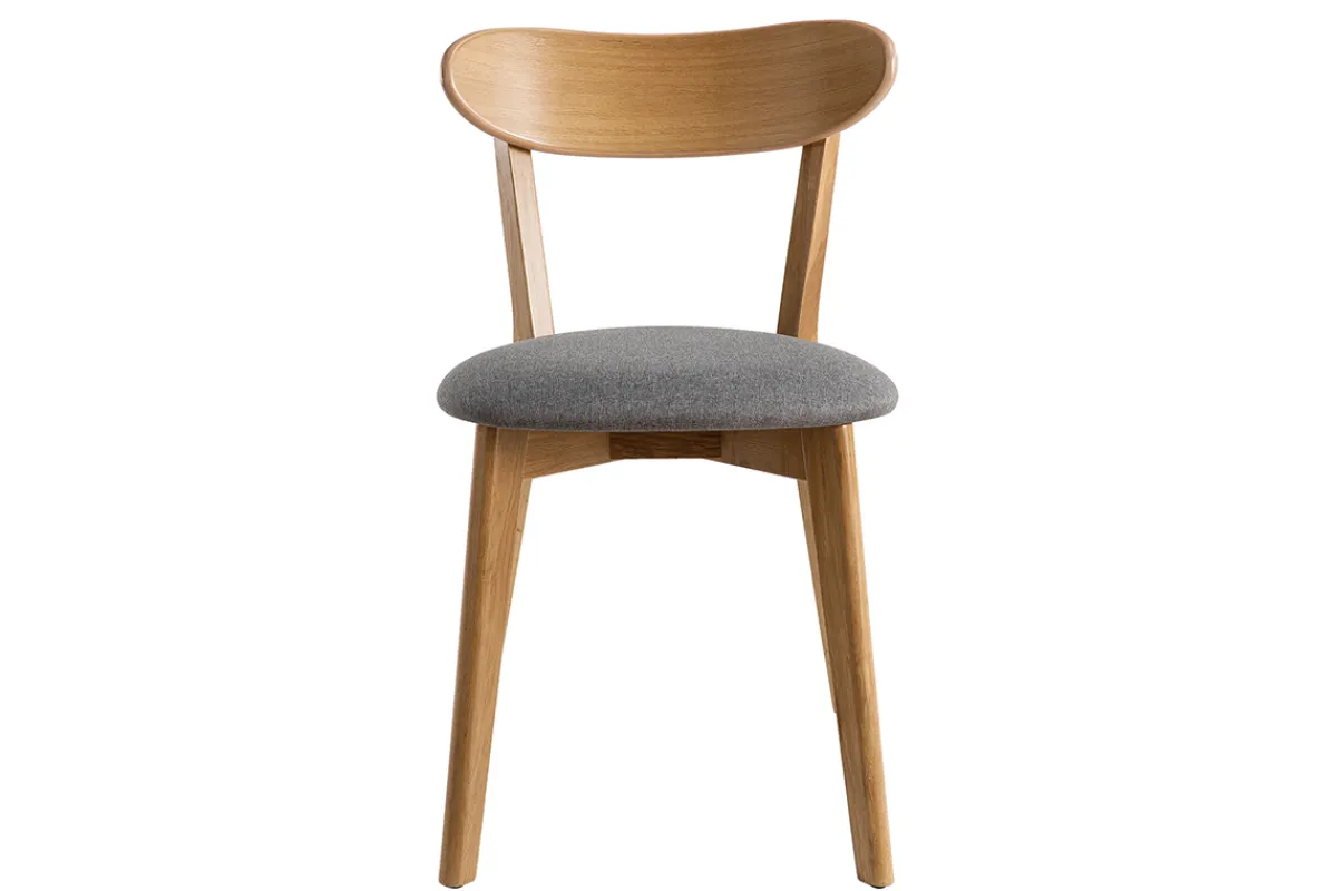 Miliboo Stühle im Eichen-Vintage und Sitzfläche aus grauem Chiné (2er-Set) DOVE* Design-stühle|Holzstühle