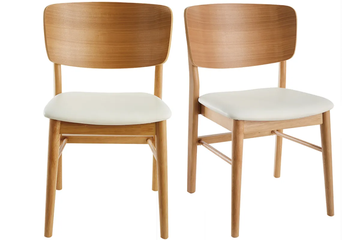 Miliboo Stühle in Weiß und hellem Holz (2er-Set) SHELDON* Design-stühle|Holzstühle