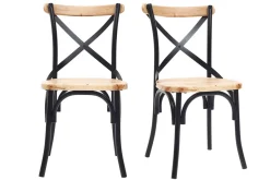 Miliboo Stühle Industrie-Stil schwarzes Metall und Holz (2er-Set) JAKE* Design-stühle|Holzstühle