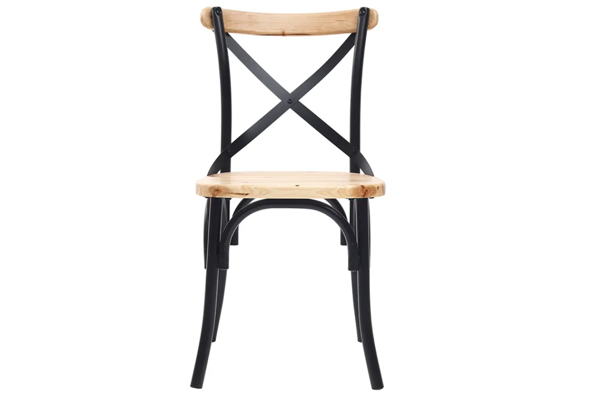 Miliboo Stühle Industrie-Stil schwarzes Metall und Holz (2er-Set) JAKE* Design-stühle|Holzstühle