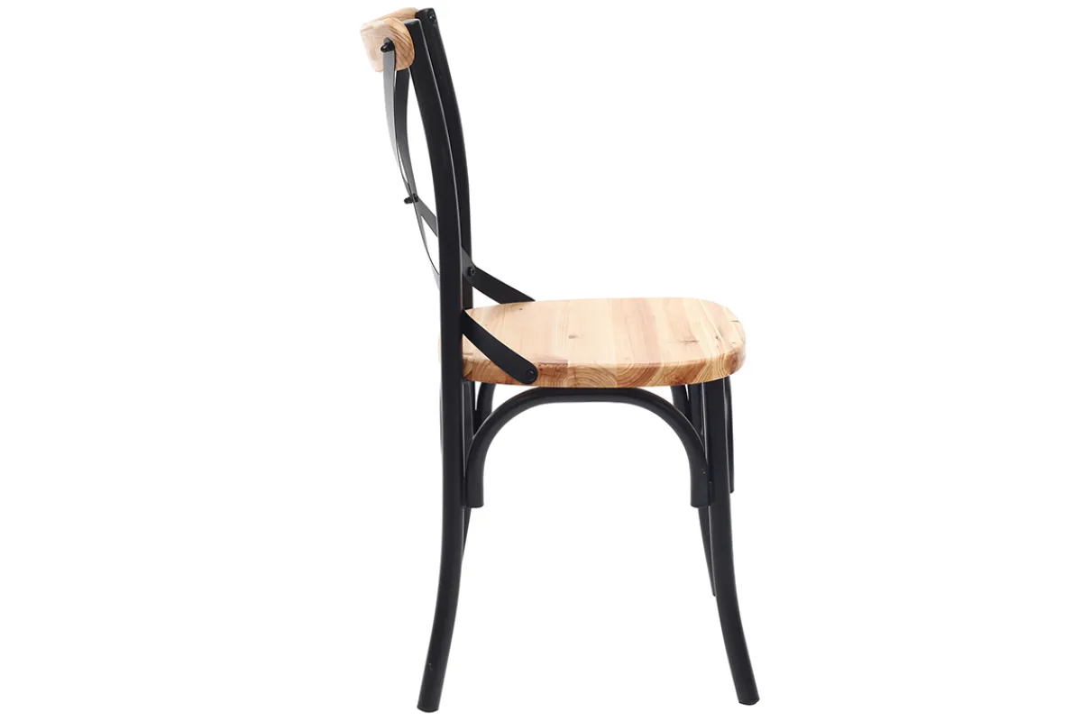 Miliboo Stühle Industrie-Stil schwarzes Metall und Holz (2er-Set) JAKE* Design-stühle|Holzstühle