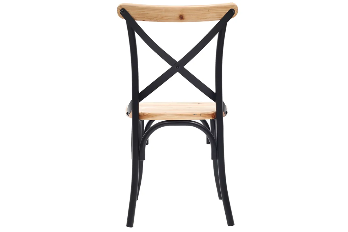 Miliboo Stühle Industrie-Stil schwarzes Metall und Holz (2er-Set) JAKE* Design-stühle|Holzstühle