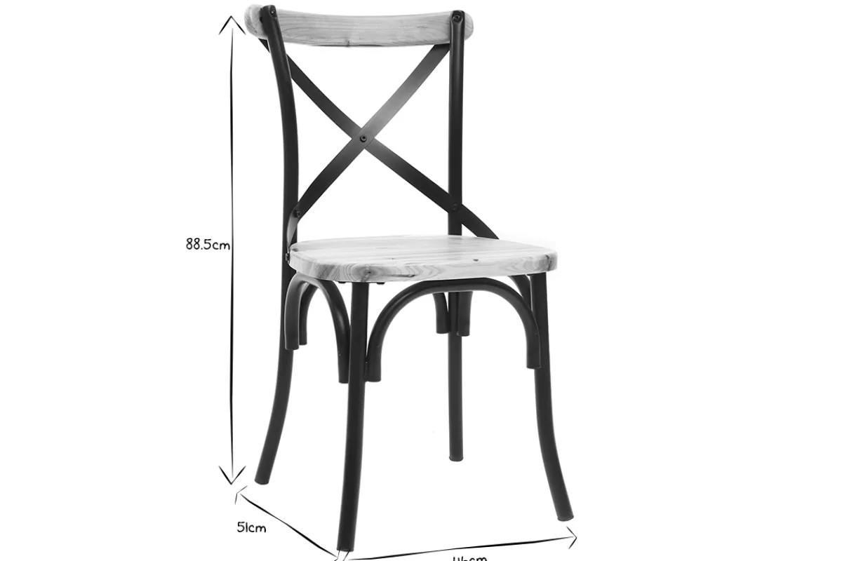 Miliboo Stühle Industrie-Stil schwarzes Metall und Holz (2er-Set) JAKE* Design-stühle|Holzstühle