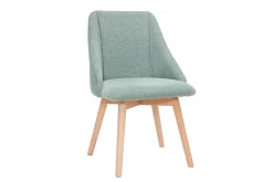 Miliboo Stühle mit Stoff in strukturiertem Samteffekt in Grün und hellem Holz (2er-Set) HIGGINS* Design-stühle