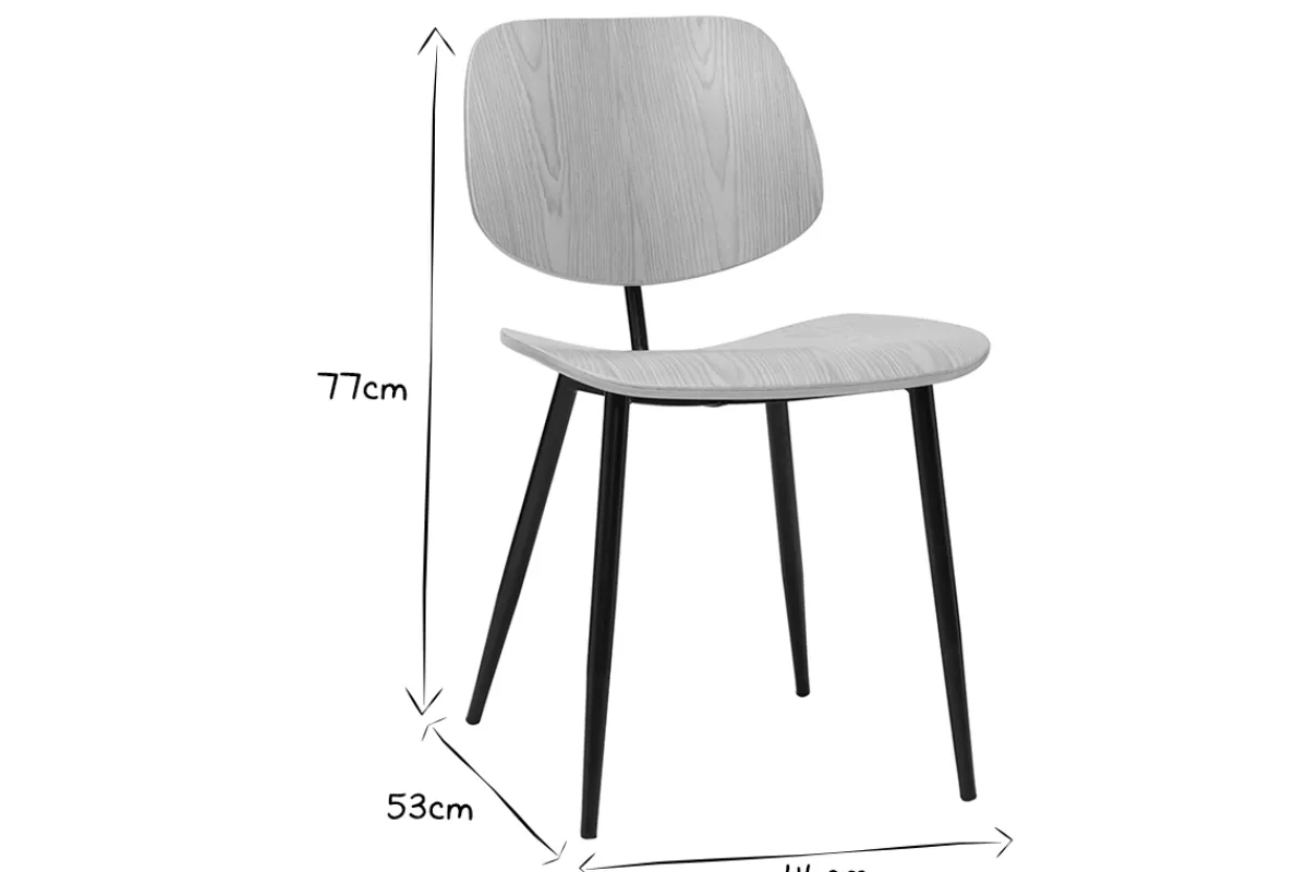 Miliboo Stühle schwarzes Holz und schwarzes Metall (2er-Set) TOBIAS* Design-stühle|Holzstühle