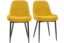 Miliboo Stühle senfgelber Stoff mit Samteffekt schwarzer Metallfuß 2er-Set HOLO* Design-stühle
