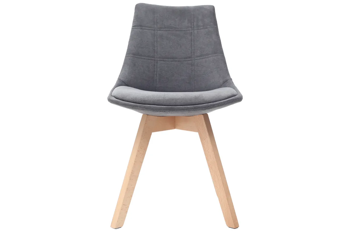 Miliboo Stühle skandinavisch aus dunkelgrauem Stoff und Holz (2er-Set) MATILDE* Design-stühle