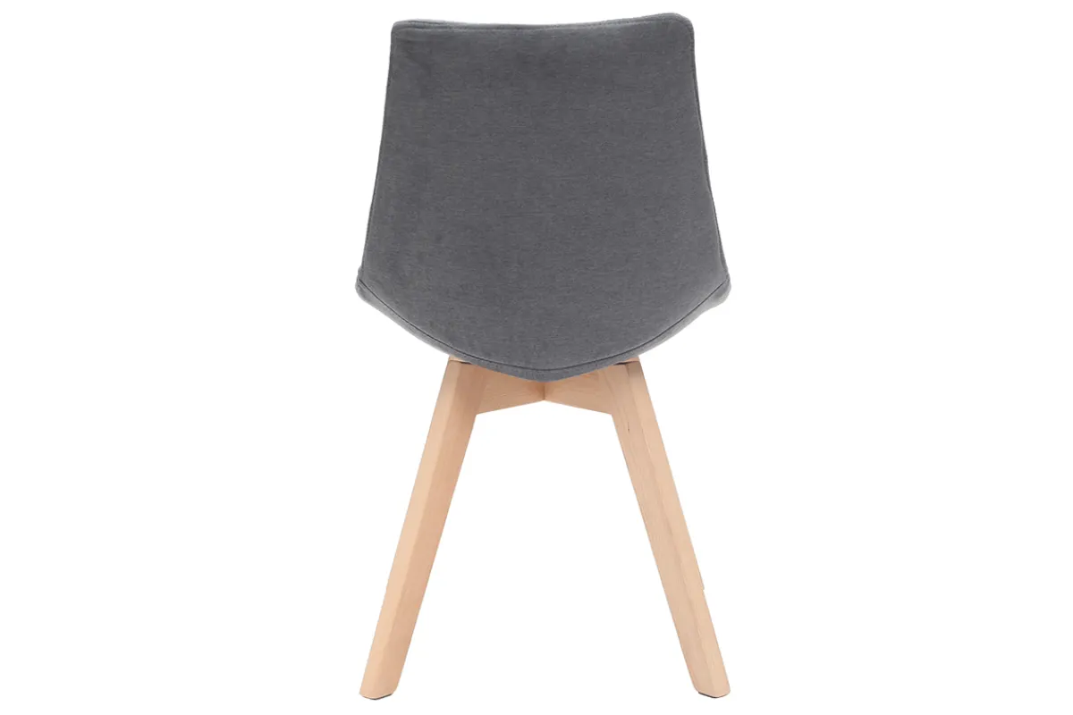Miliboo Stühle skandinavisch aus dunkelgrauem Stoff und Holz (2er-Set) MATILDE* Design-stühle