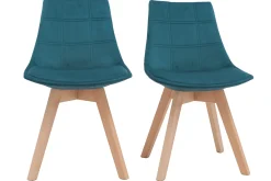 Miliboo Stühle skandinavisch aus dunkelgrauem Stoff und Holz (2er-Set) MATILDE* Design-stühle