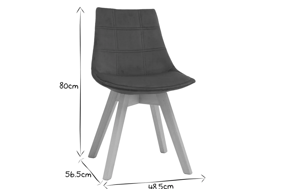 Miliboo Stühle skandinavisch aus dunkelgrauem Stoff und Holz (2er-Set) MATILDE* Design-stühle