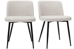 Miliboo Stühle Stoff mit strukturiertem Samteffekt in Beige und schwarze Metallfüße (2er-Set) MONTI* Design-stühle