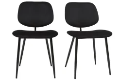 Miliboo Stühle TOBIAS aus schwarzem Samt und schwarz lackiertes Metall 2er-Set TOBIAS* Design-stühle