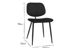 Miliboo Stühle TOBIAS aus schwarzem Samt und schwarz lackiertes Metall 2er-Set TOBIAS* Design-stühle