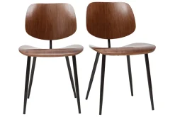 Miliboo Stühle TOBIAS dunkles Holz und schwarzes Metall (2er-Set)* Design-stühle|Holzstühle