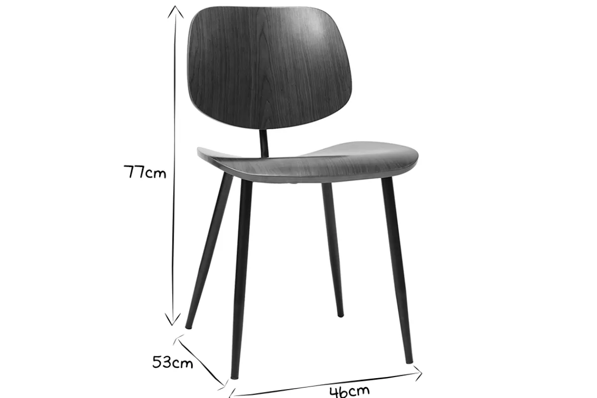 Miliboo Stühle TOBIAS dunkles Holz und schwarzes Metall (2er-Set)* Design-stühle|Holzstühle
