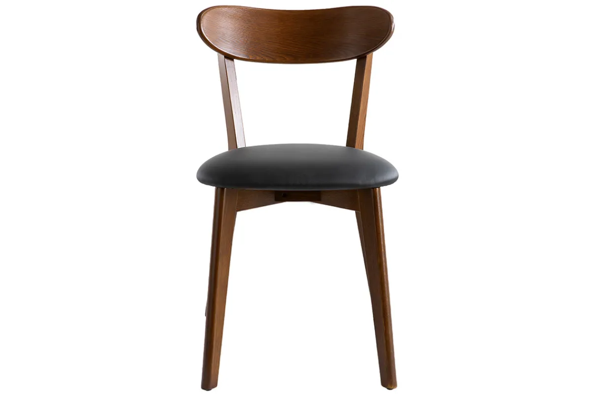 Miliboo Stühle Vintage dunkles Holz und schwarze Sitzfläche (2er-Set) DOVE* Design-stühle|Holzstühle