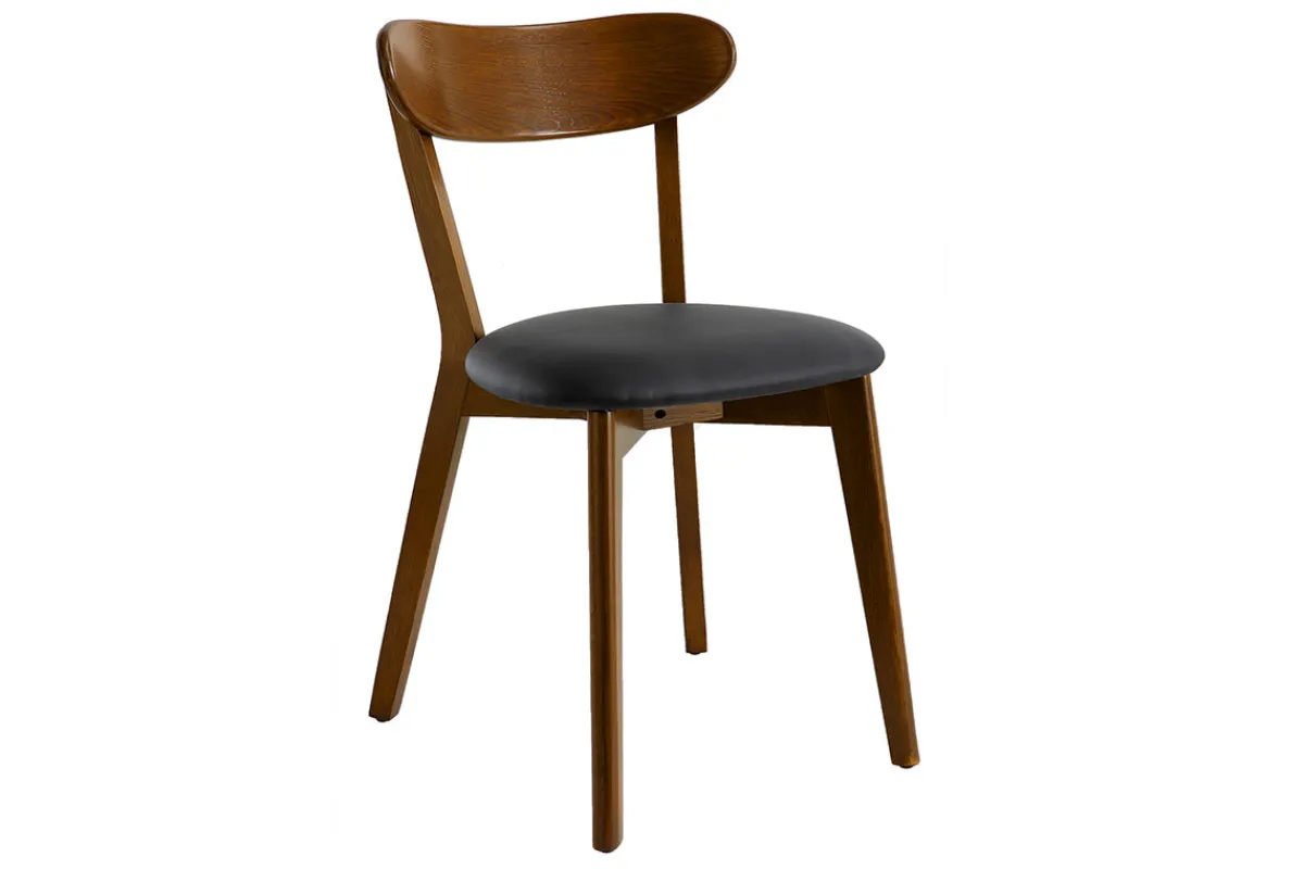 Miliboo Stühle Vintage dunkles Holz und schwarze Sitzfläche (2er-Set) DOVE* Design-stühle|Holzstühle